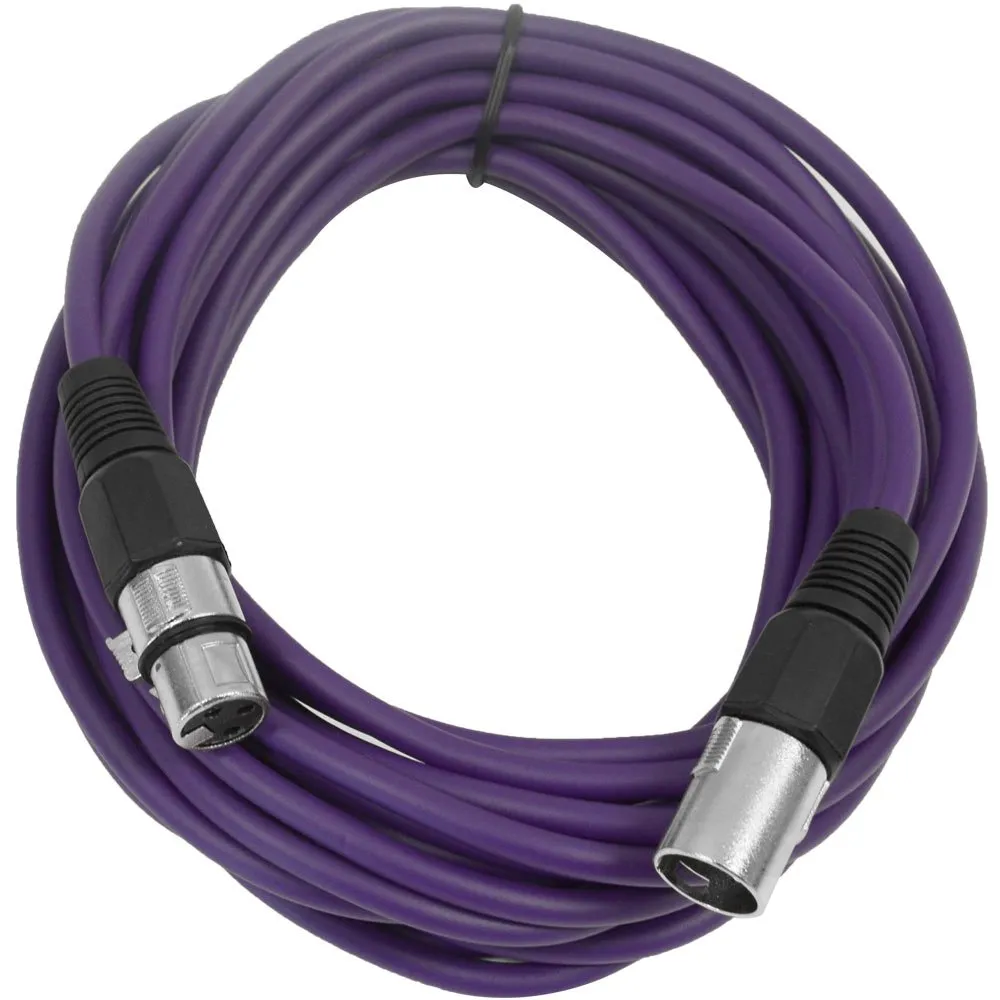 Seismic Audio SAXLX-25 25' Purple XLR Microphone Cable with Heavy Duty Rubber Jacket