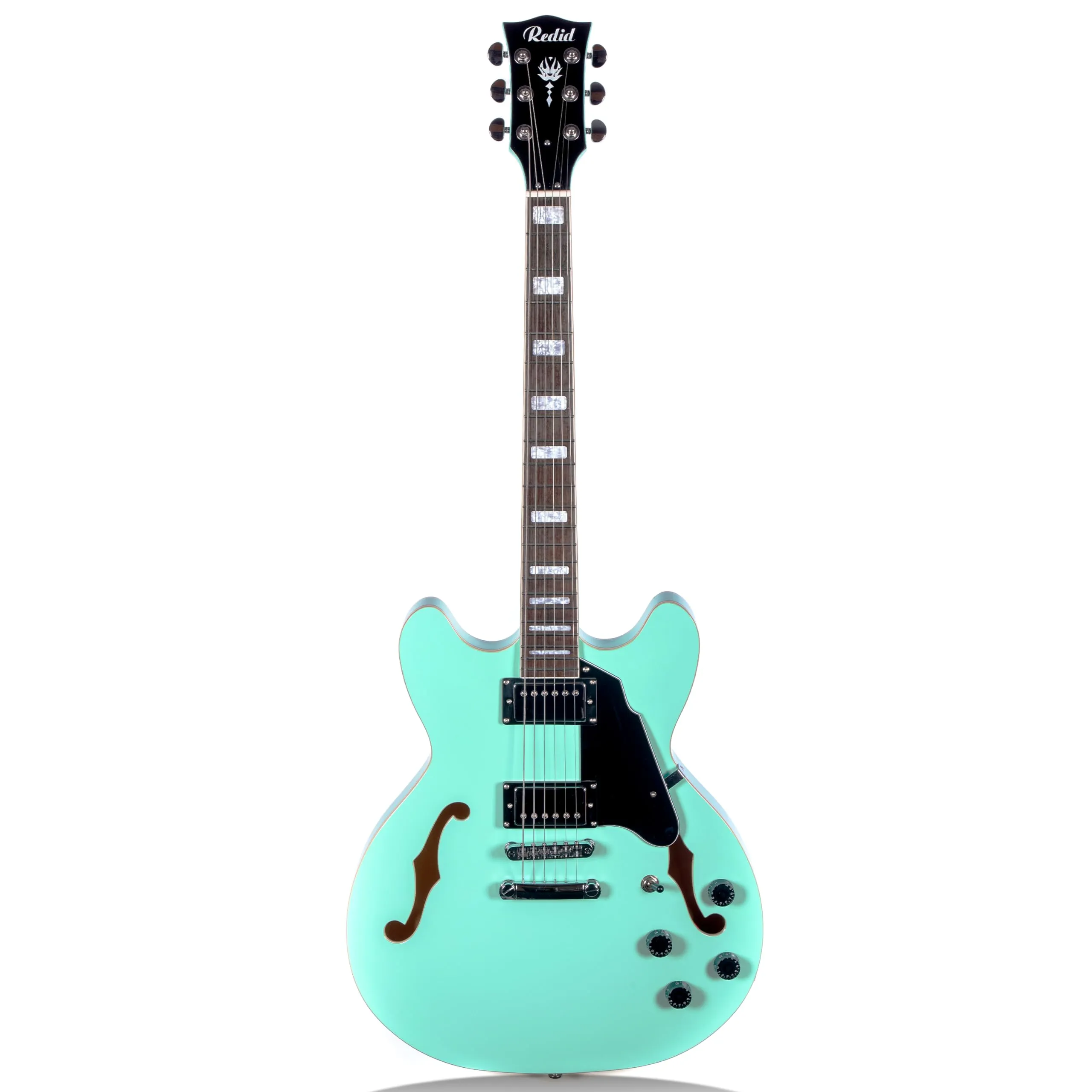 Semi-Hollow Body Electric Guitar RD-100 Jazz Guitar F-Hole Green, Canadian Maple Neck, Humbucker