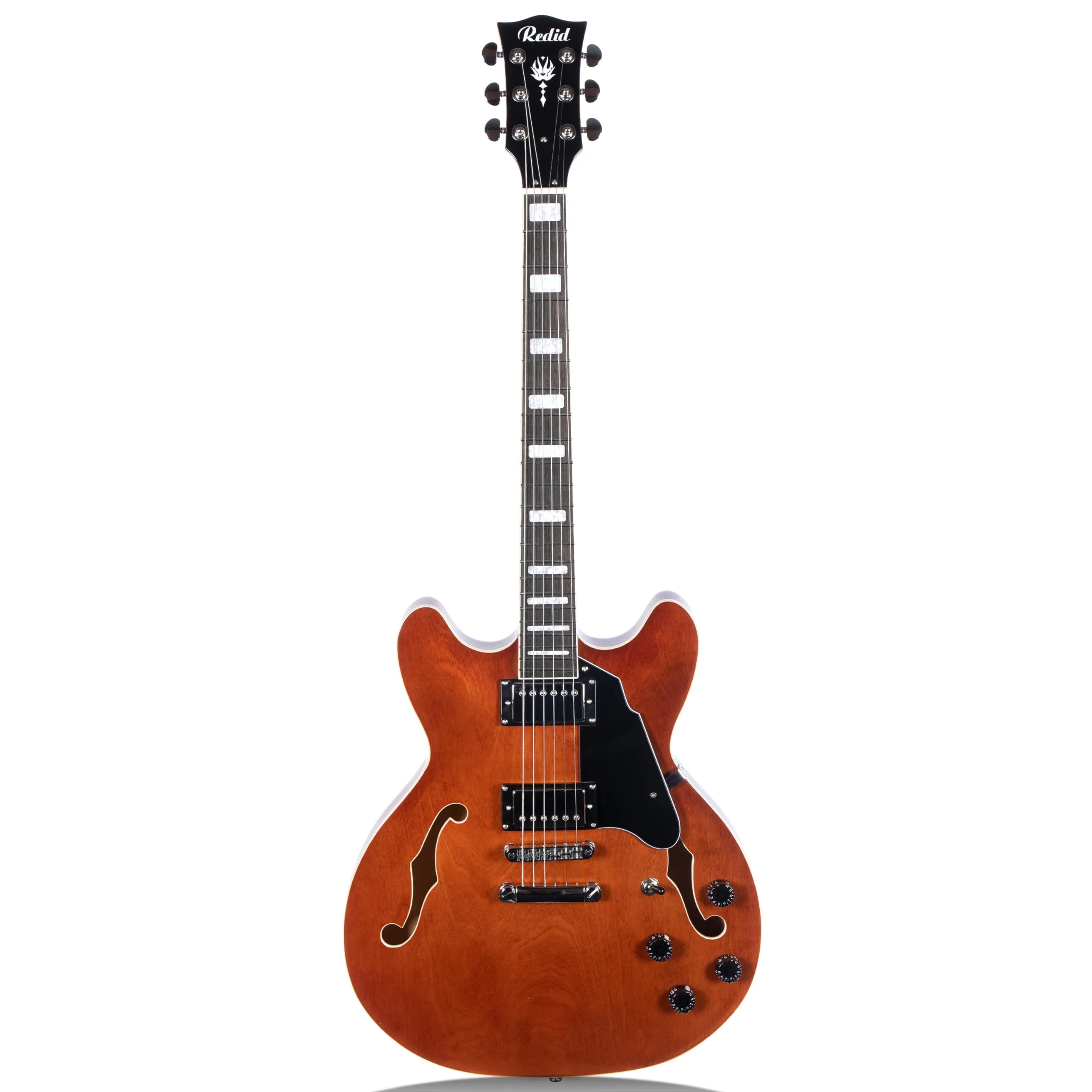 Semi-Hollow Body Electric Guitar RD-100 Jazz Guitar, Maple Neck, Humbucker Pickups, Brown