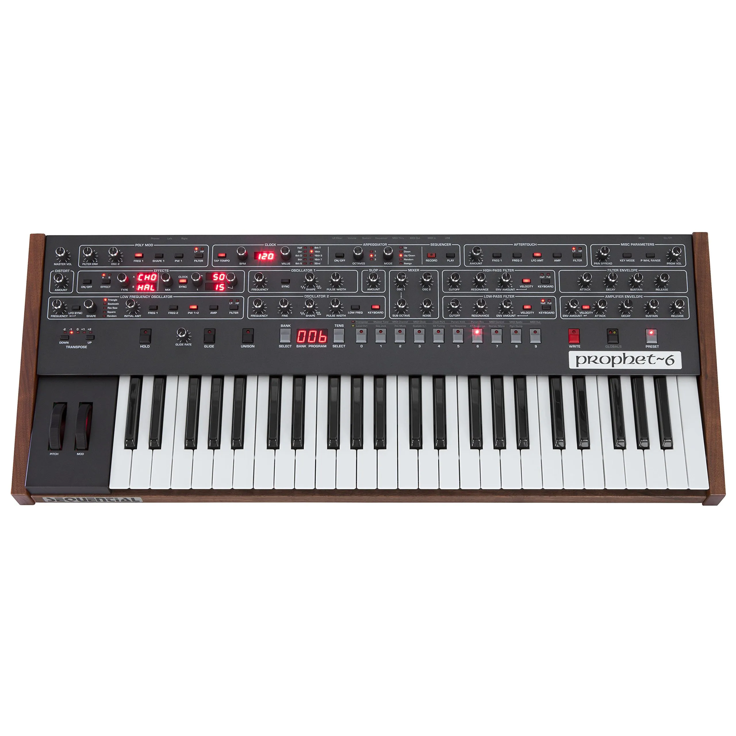 Sequential Prophet-6 6-Voice Analog Synthesizer with 49-Key Keyboard and Dual Effects