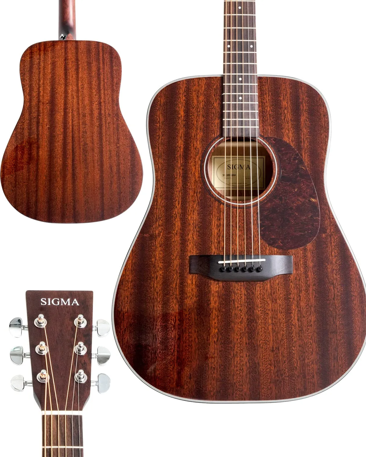 SIGMA 41” Dreadnought Acoustic Guitar, Solid Mahogany Top, Right-Handed, Natural Gloss Finish