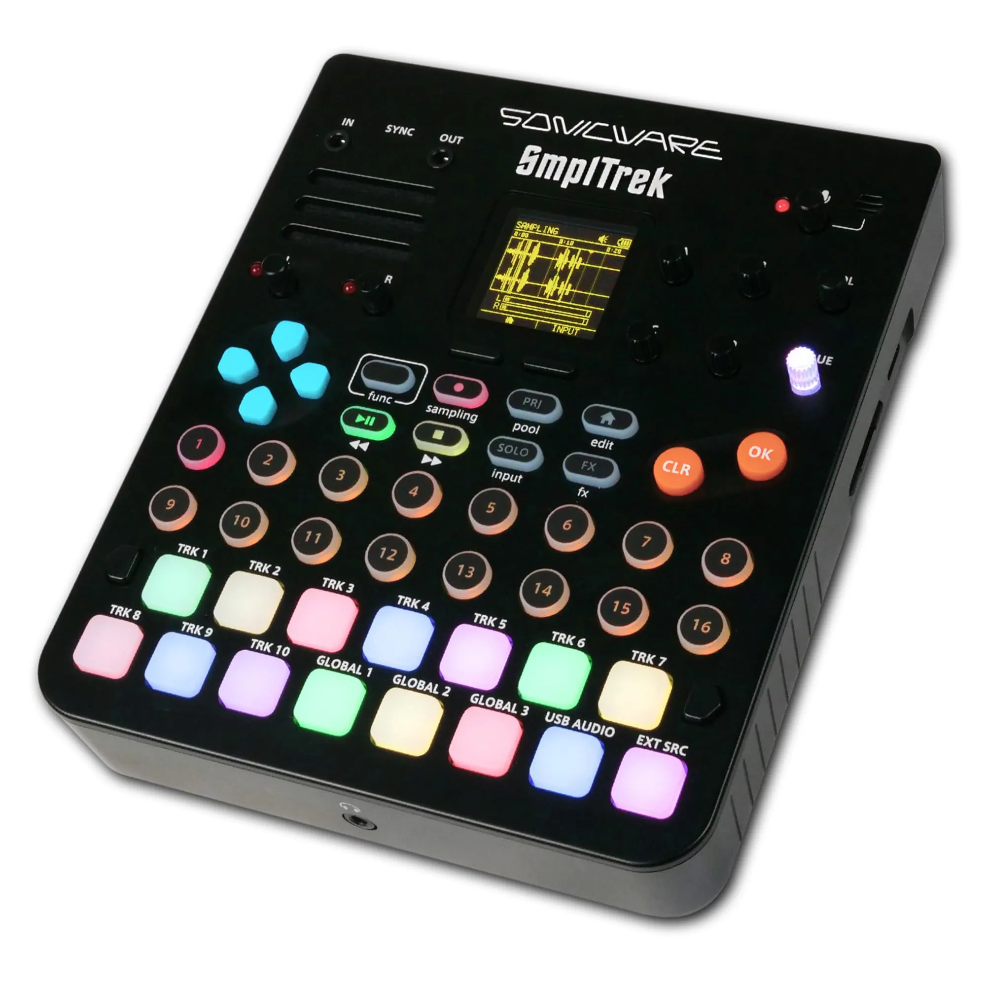 SONICWARE SmplTrek Portable Drum Machine & Sampler - Compact, Battery-Powered, Built-in Mic & Speaker