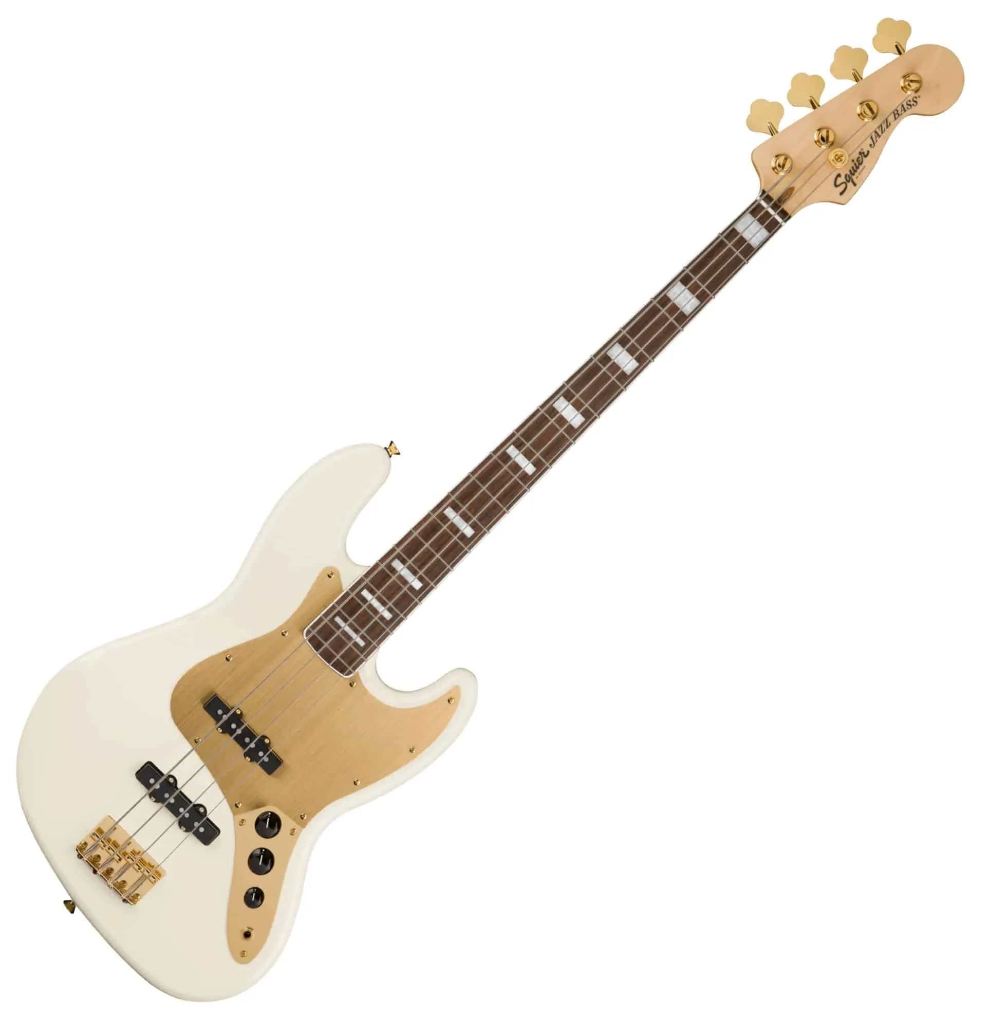 Squier 40th Anniversary Gold Edition Jazzmaster Electric Guitar, Olympic White, Laurel Fingerboard