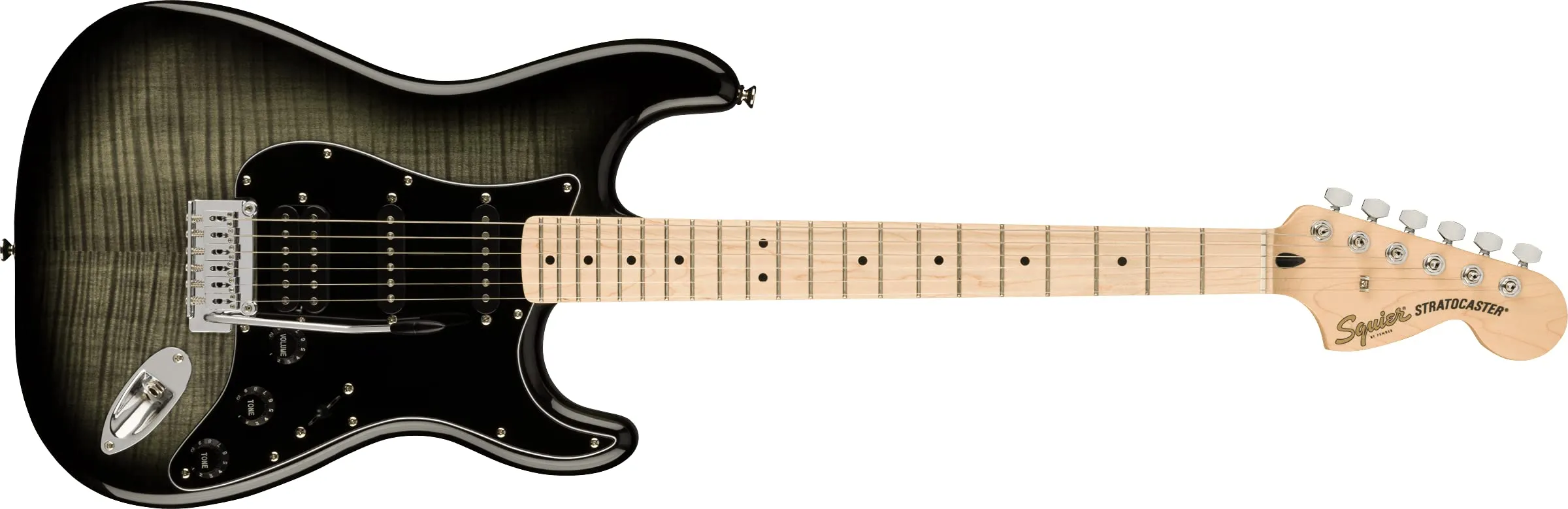 Squier Affinity Series Stratocaster FMT Electric Guitar Black Burst with Maple Fingerboard