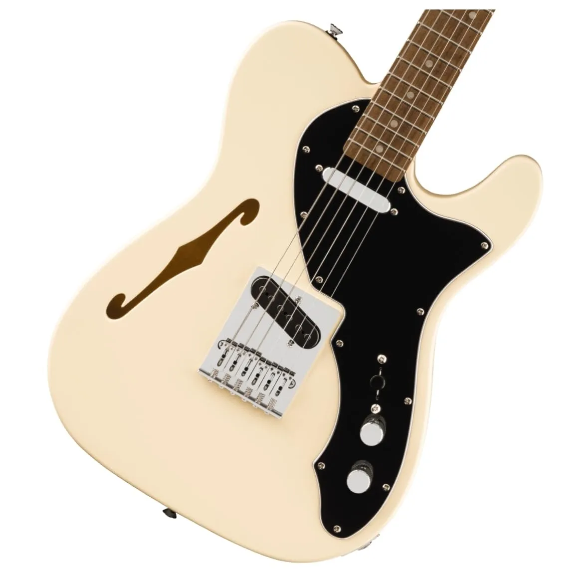 Squier Affinity Telecaster Thinline Electric Guitar - Olympic White, Laurel Fingerboard, Semi-Hollowbody