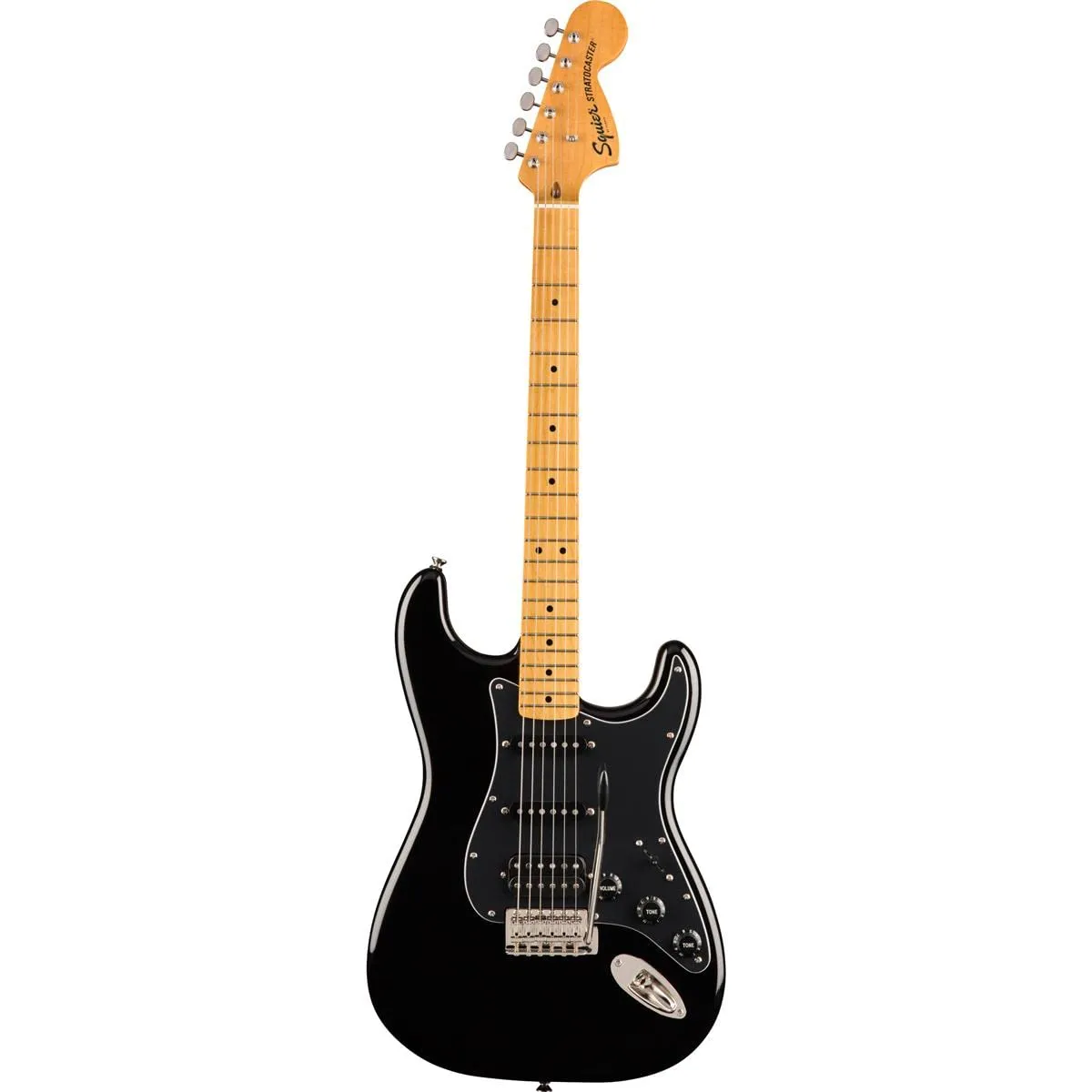 Squier Classic Vibe 70s Stratocaster Electric Guitar Black with Maple Fingerboard and Warranty