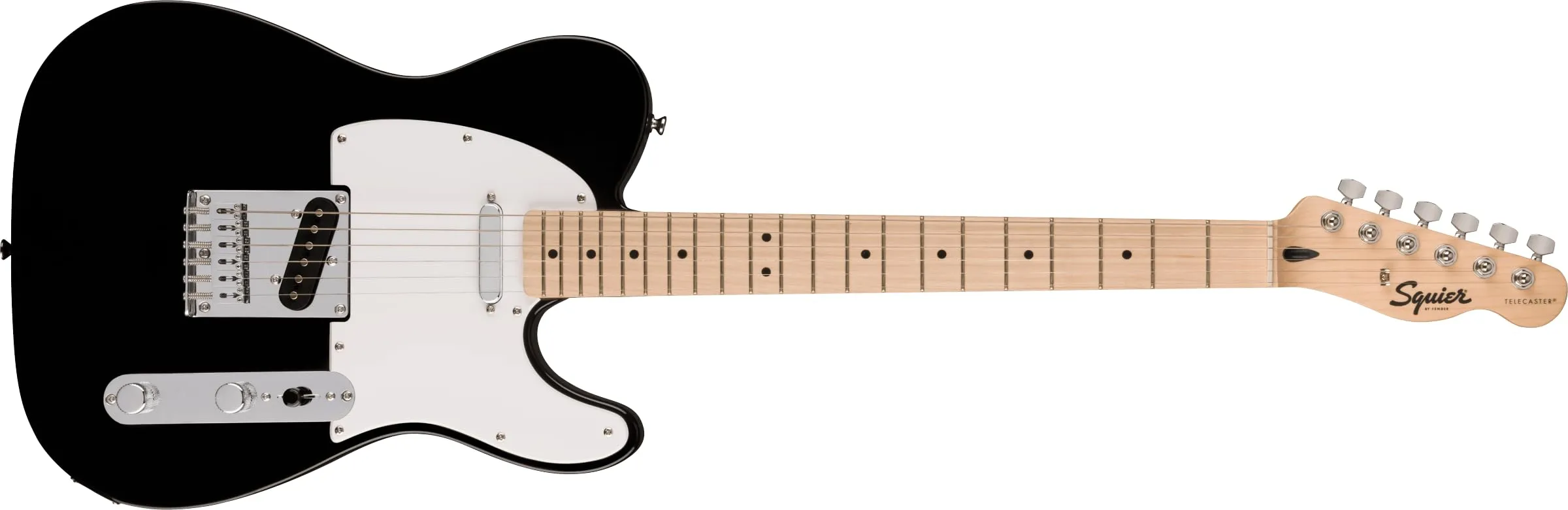 Squier Sonic Telecaster Electric Guitar, Black with Maple Fingerboard, Lightweight Body