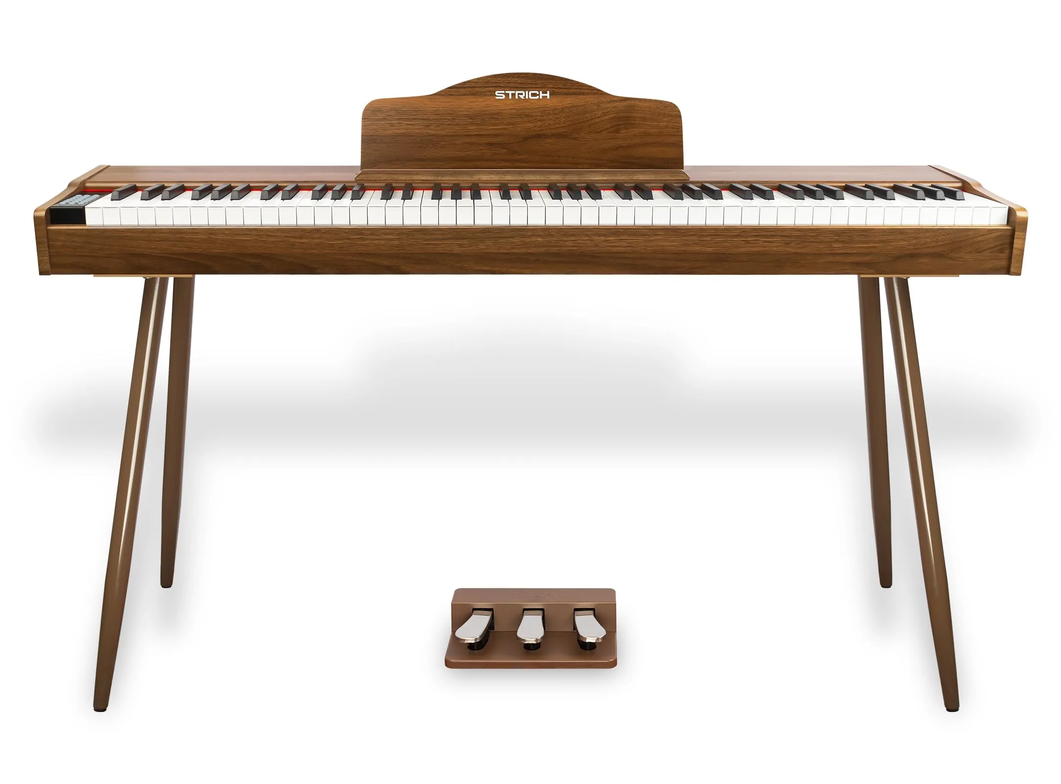 STRICH Digital Piano 88 Keys Walnut Wood, Hammer-Action Keyboard with Dual 25W Speakers