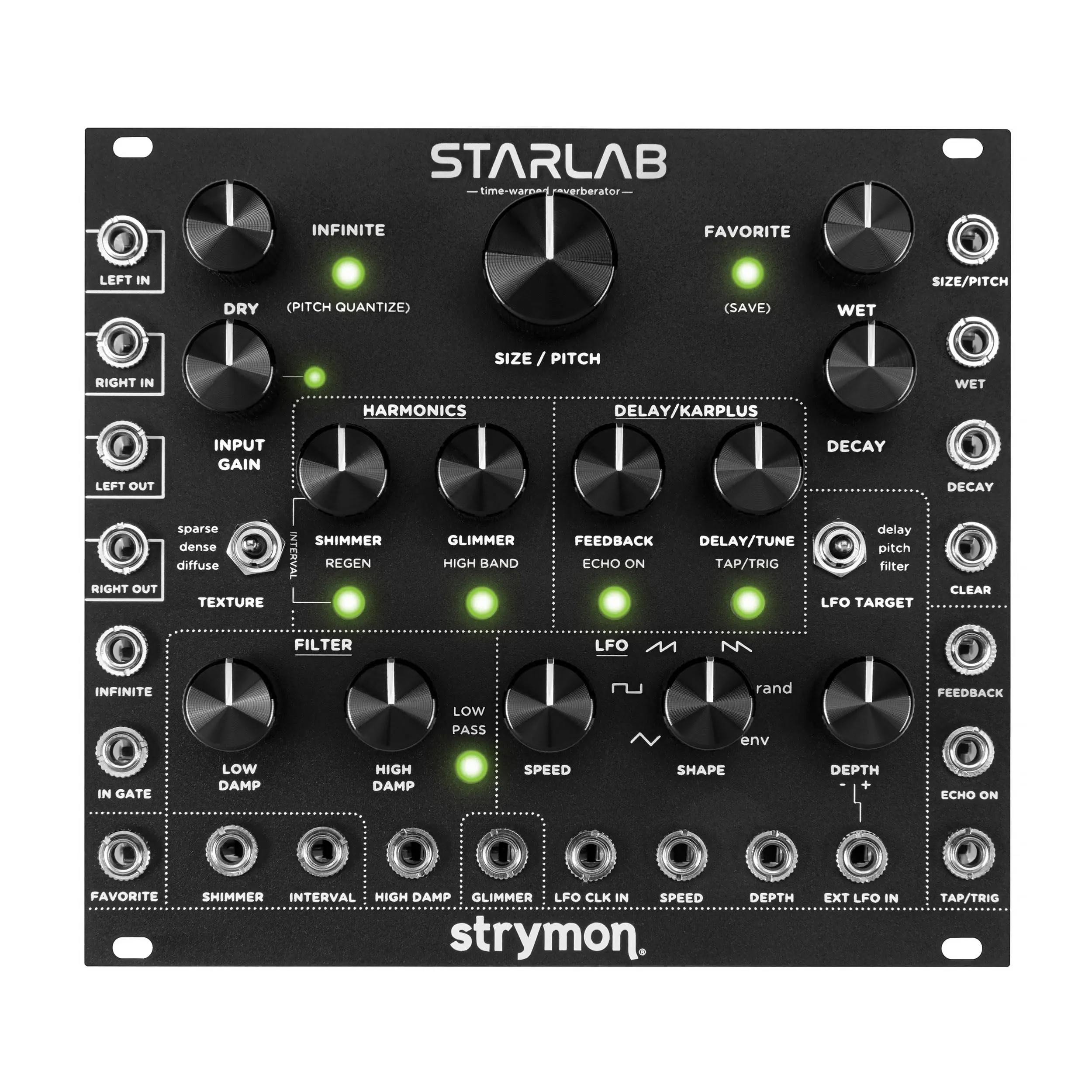 Strymon Starlab Eurorack Reverb Module - Transformative Modulation, Karplus-Strong Synthesis, Black