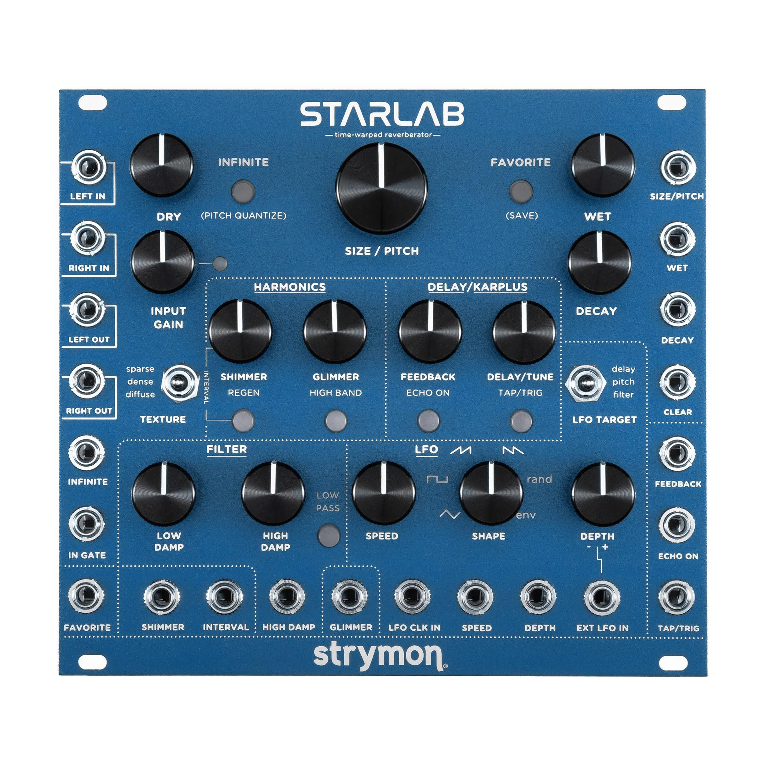 Strymon Starlab Eurorack Reverb Module - Transformative Modulation, Karplus-Strong Synthesis, Blue