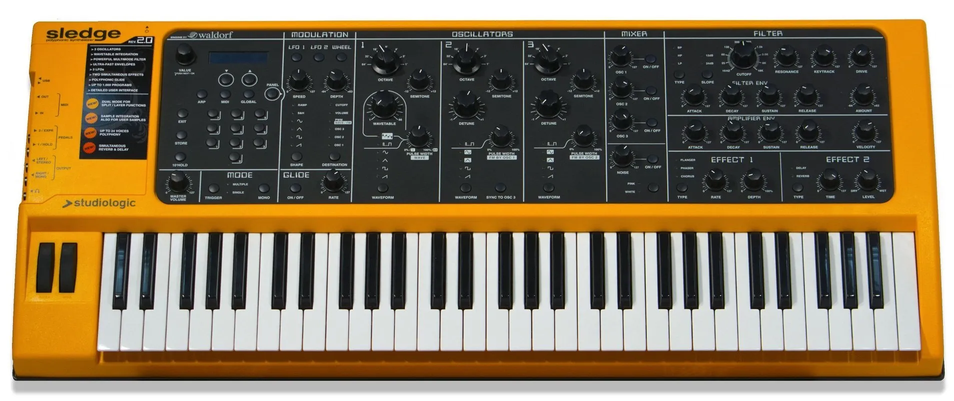 Studiologic Sledge 2.0 61-Key Synthesizer with Aftertouch and 999 Sounds