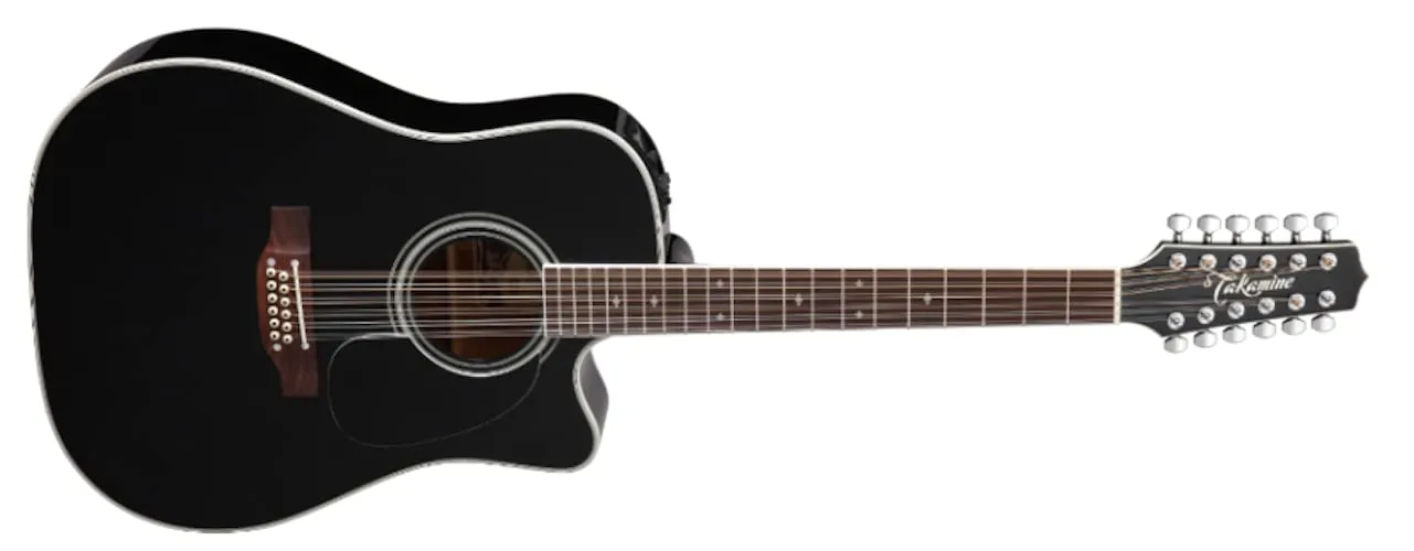 Takamine EF381SC 12-String Acoustic-Electric Guitar with Hard Case, Solid Cedar Top, Black Finish