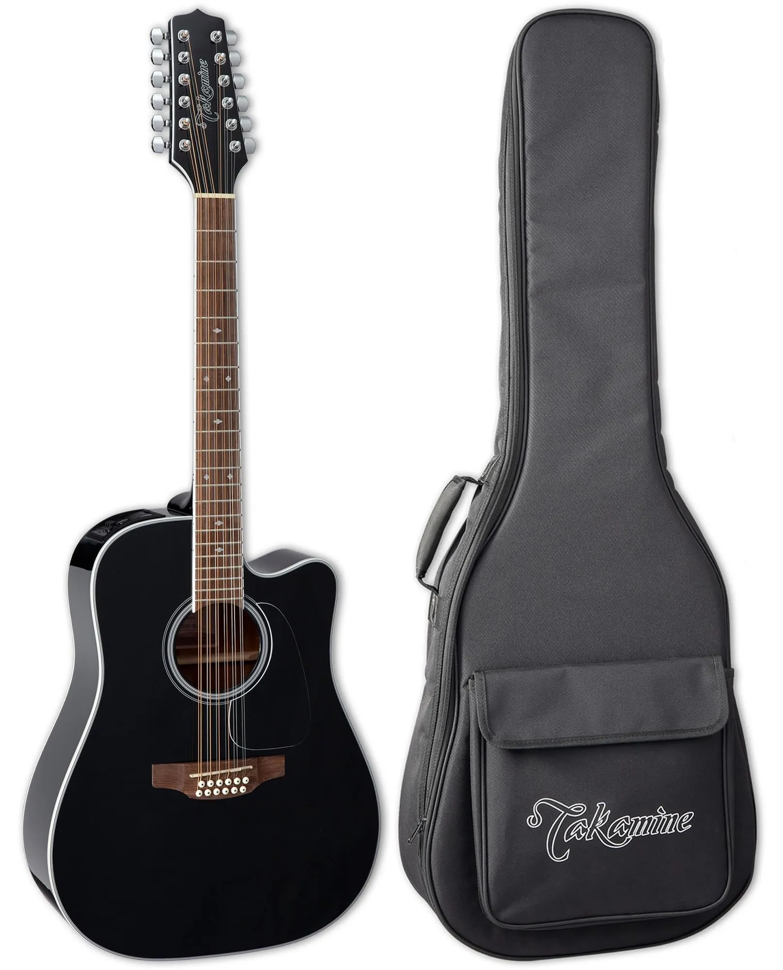 Takamine GD-38CE 12-string Acoustic-electric Guitar - Black, Spruce Top, Laurel Fingerboard