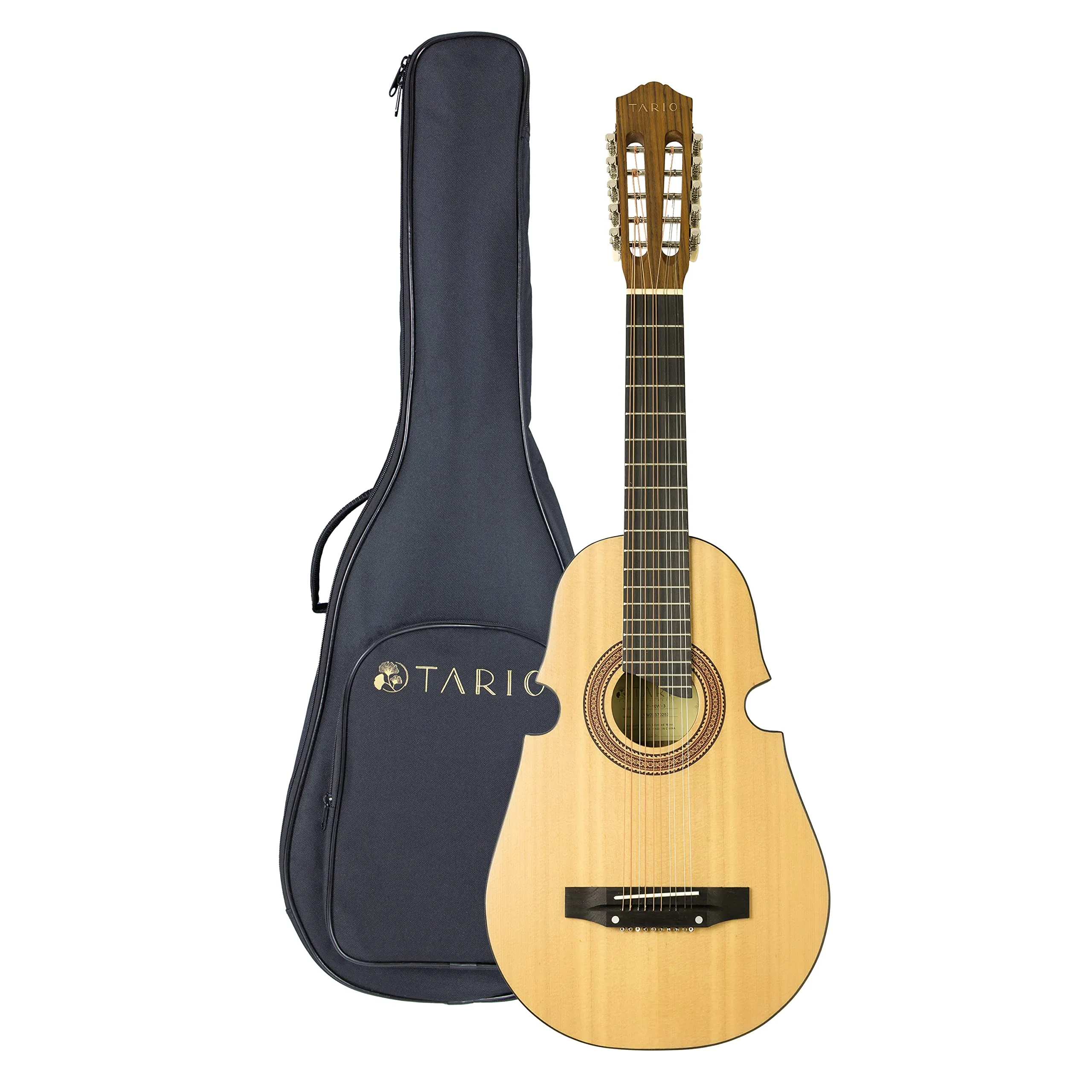 TARIO 10-String Left-Hand Acoustic Cuatro Guitar Spruce Top Ovankol Back & Sides Rosewood Fingerboard