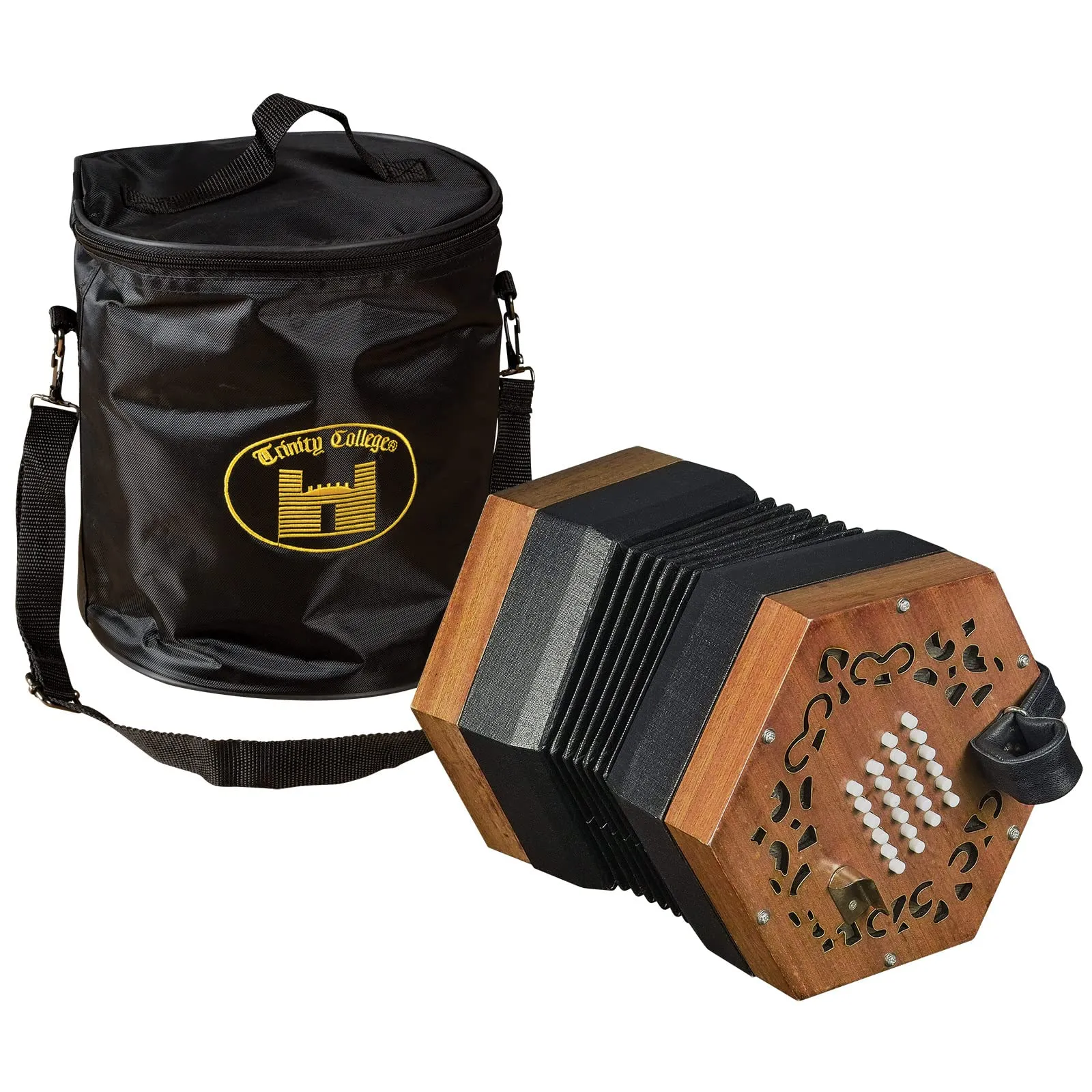 Trinity College Concertina AP-2248A with 48 Buttons, Light Brown Finish, Black Bellows, & Bag