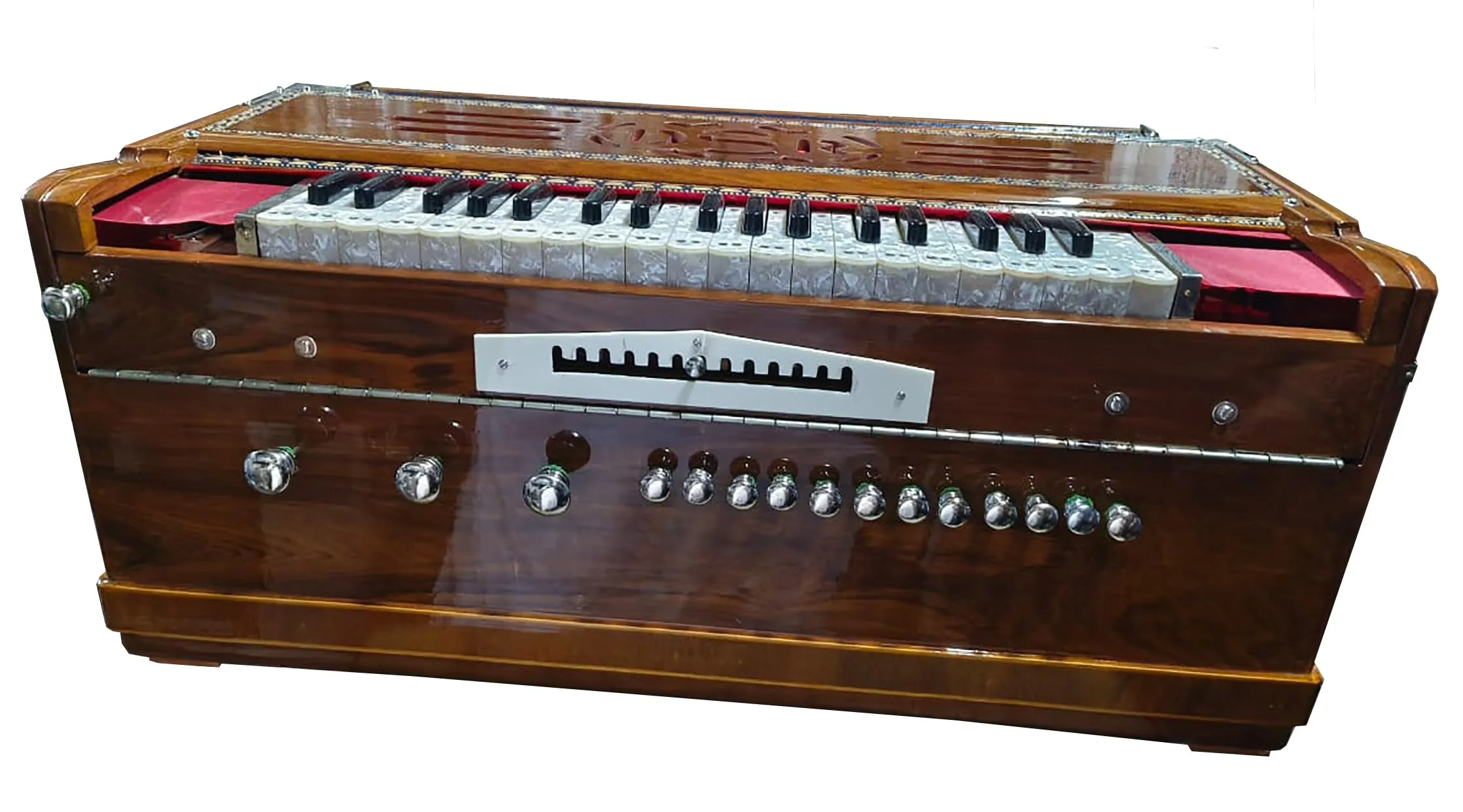 ULTRA-PREMIUM 13 SCALE FIXED DESIGN KOLKATTA DSR HARMONIUM with MOHANLAL REEDS & TEAKWOOD