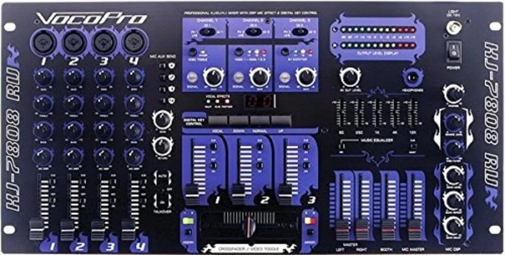 VocoPro KJ-7808RV Professional Mixer with DSP Effects, Digital Key Control, 19-Inch Rack Mountable