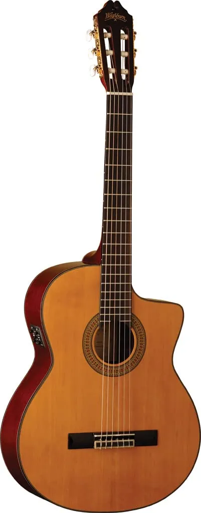 Washburn C64SCE Natural Classical 6 String Acoustic-Electric Guitar with Cutaway & Fishman Preamp