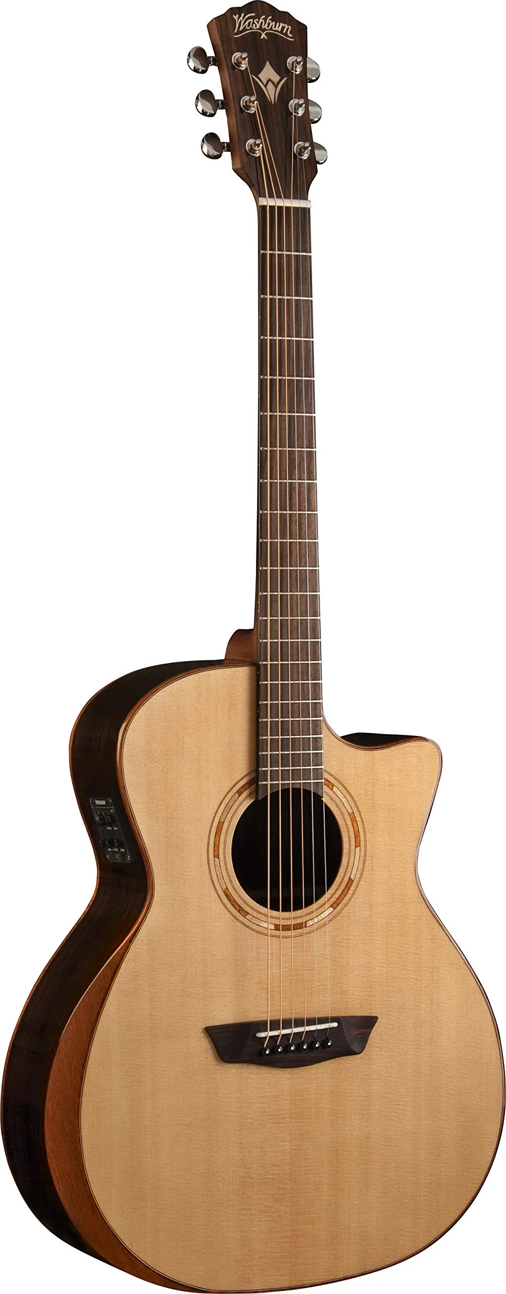 Washburn Comfort 20 Series Acoustic-Electric Guitar, Natural, Right-Handed, Ergonomic Armrest