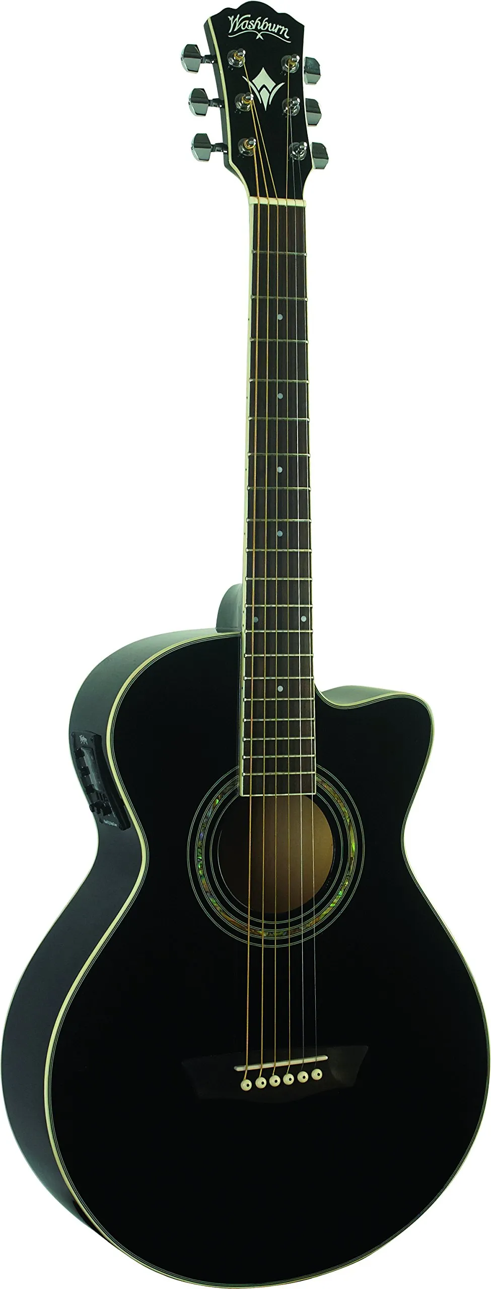 Washburn EA10B-A Festive Series Petite Jumbo Cutaway Acoustic Electric Guitar, Basswood Top