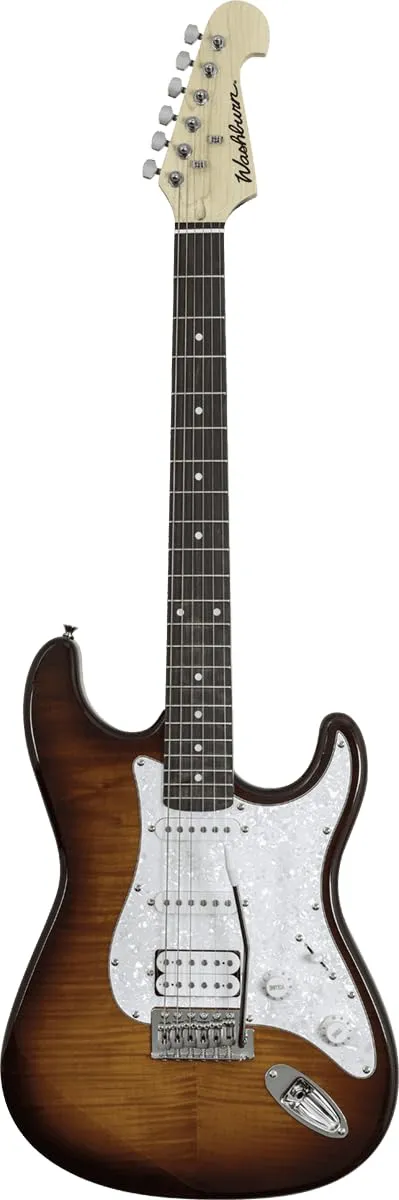 Washburn Sonamaster 6 String Solid-Body Electric Guitar, Right, Sunburst, H-S-S Pickup Configuration