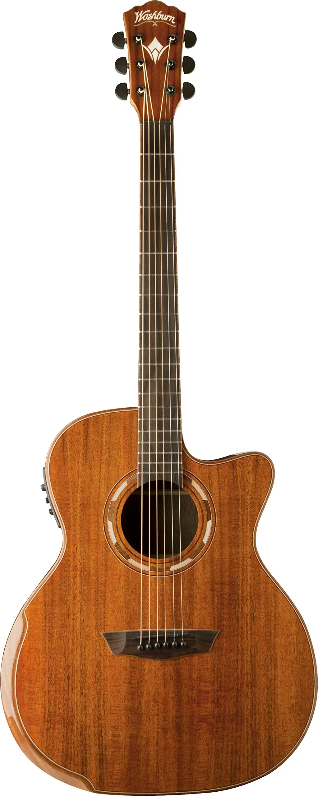 Washburn WCG55CE-O 6 String Acoustic-Electric Guitar, Koa Body, Natural Finish, Fishman Electronics