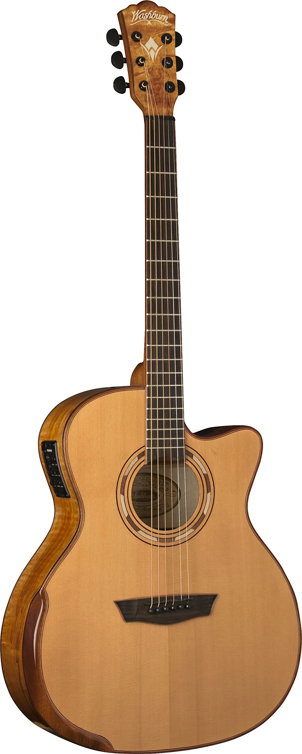 Washburn WCG66SCE Acoustic-Electric Guitar, Natural Finish, Grand Auditorium Style, 6 String