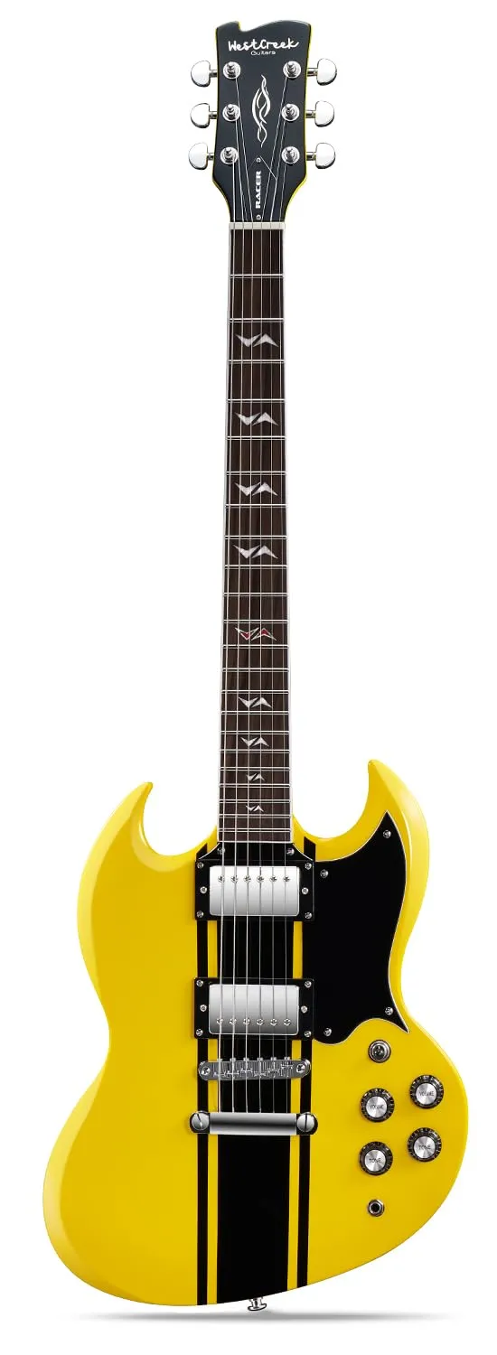 WestCreek RACER Solid Body Electric Guitar - Mahogany Body, Rosewood Fingerboard, Bumble-B