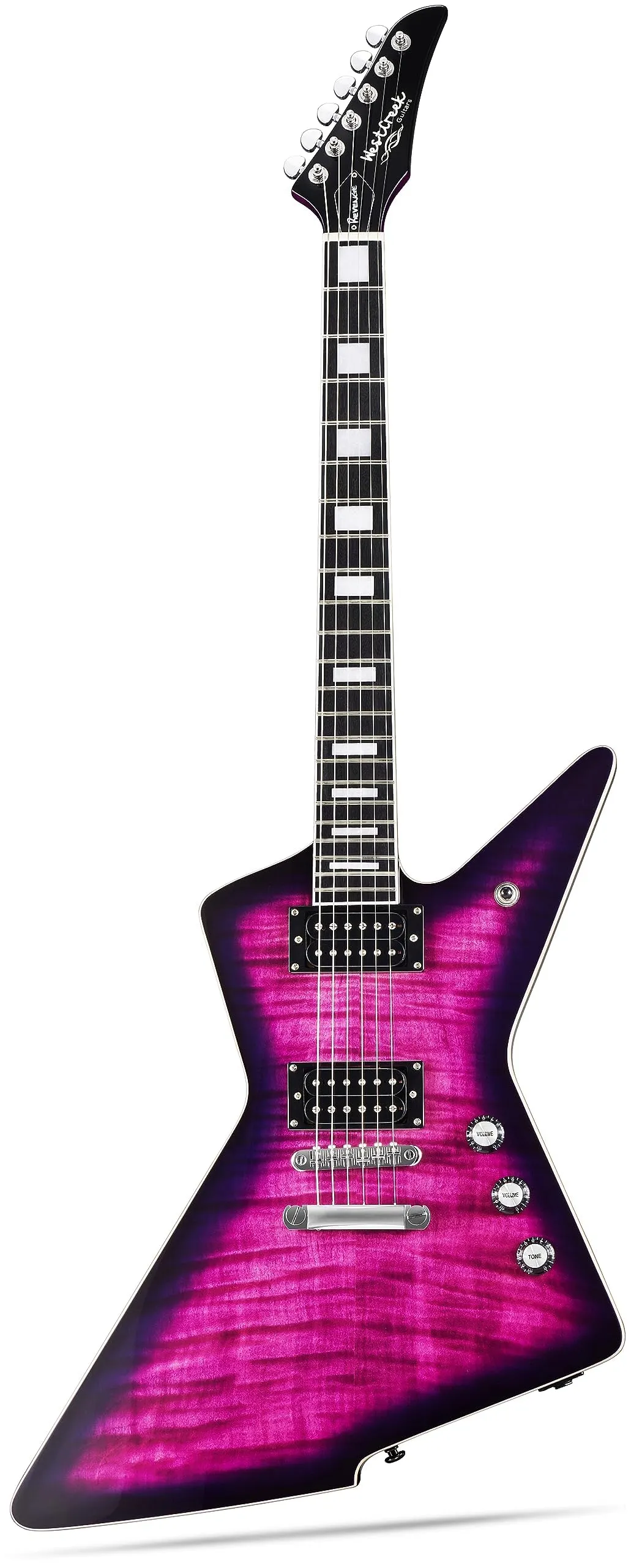 WestCreek Revenge Solid Body Electric Guitar - Heavy Metal, Right-Handed, Alnico Humbucker, Purple