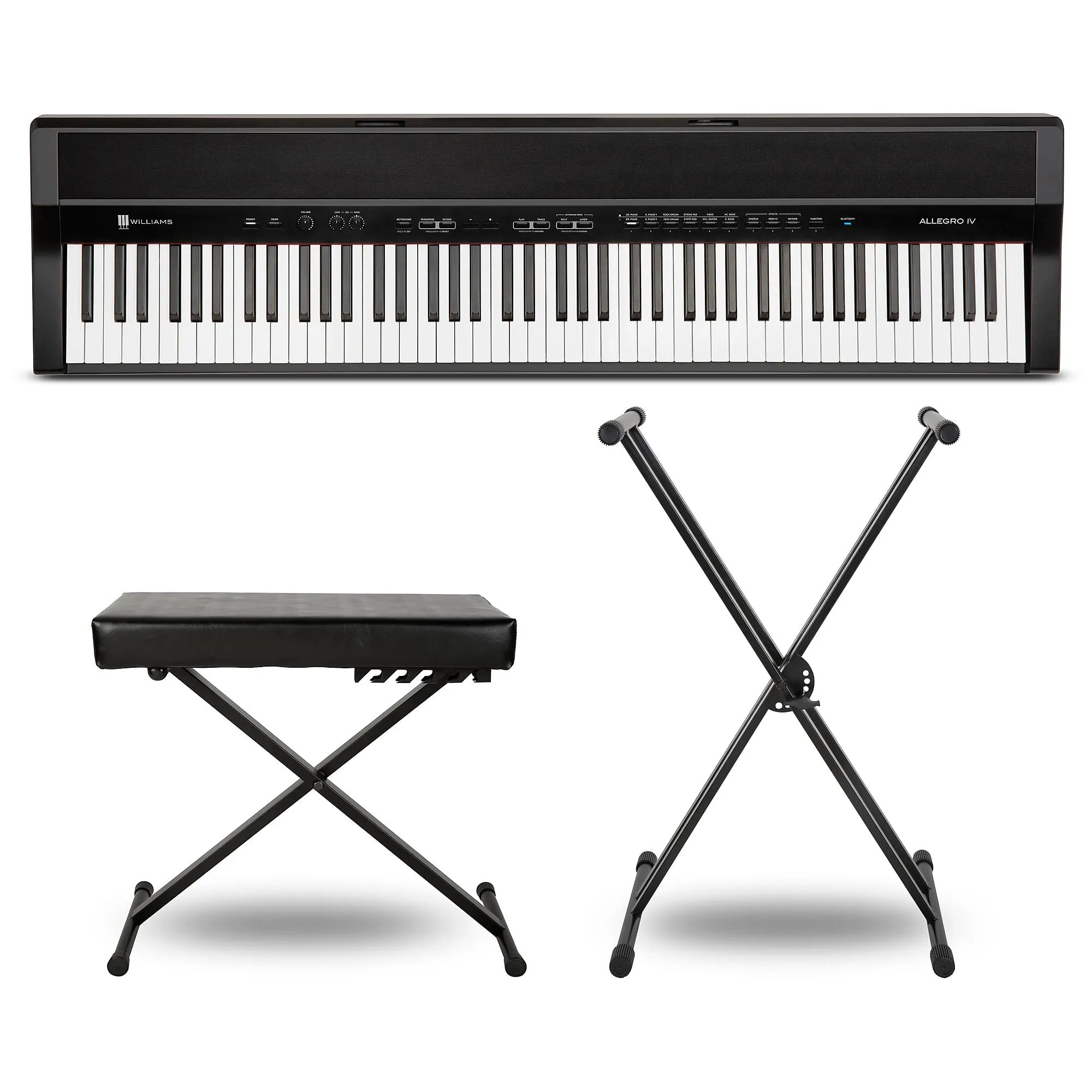 Williams Allegro IV 88-Key Digital Piano with Bluetooth, Sustain Pedal & Stand in Black