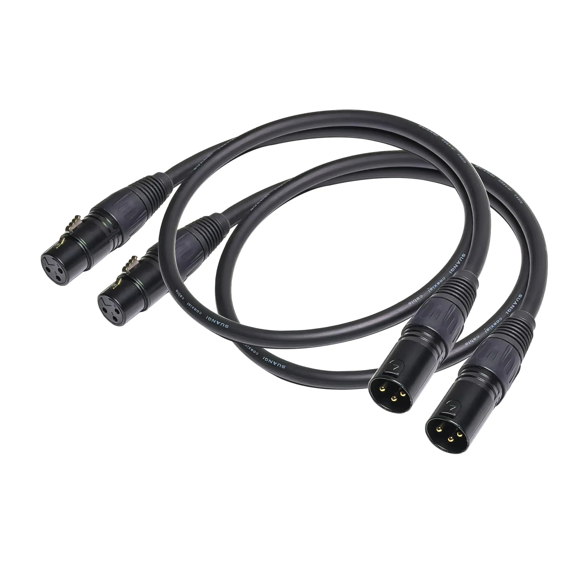 XLR Male to Female Balanced Microphone Adapter Cable, 1FT, Customizable Lengths, Professional Quality