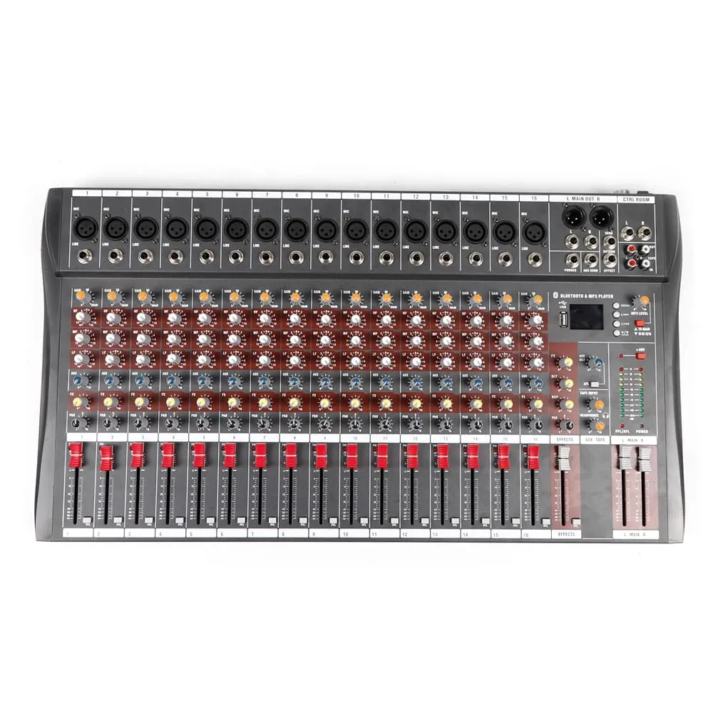 Xuthusman 16-Channel Professional Audio Mixer with Bluetooth, USB Connectivity & 6 Music Modes