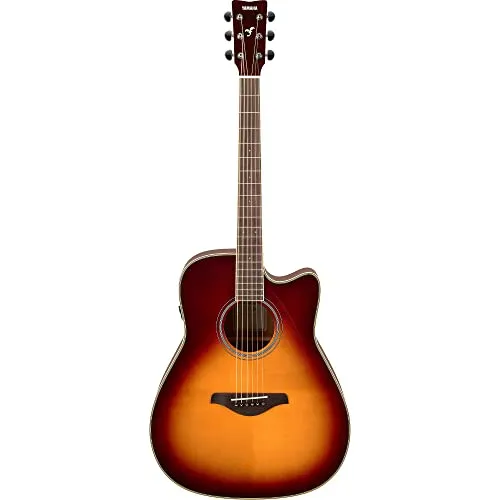 Yamaha FGC-TA Dreadnought Cutaway Guitar, Brown Sunburst, Onboard Reverb & Chorus Effects